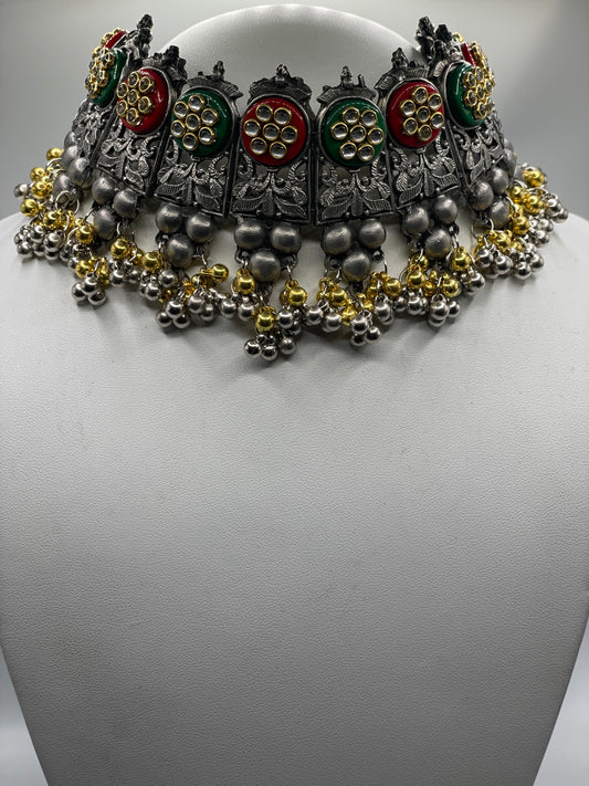 Kate oxidized necklace set