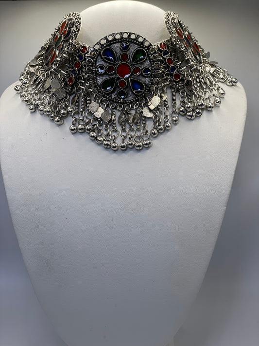 Maya oxidized necklace set