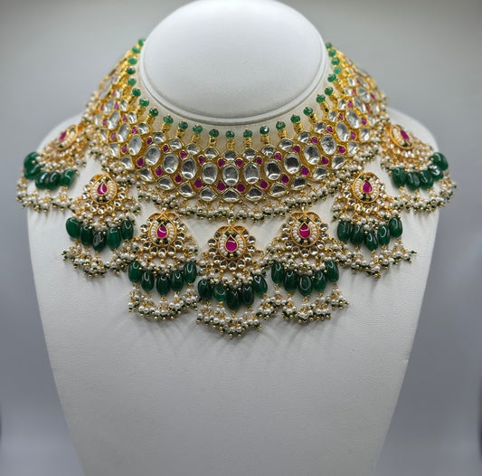 Ash bridal kundan necklace set